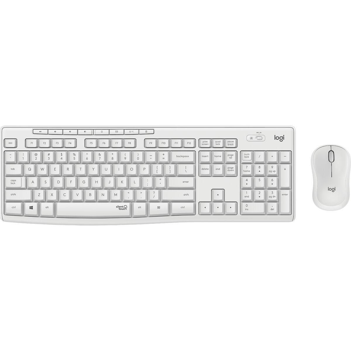 Tastatur og trådløs mus Logitech 920-009819 Qwertz Tysk Hvid Tysk QWERTZ