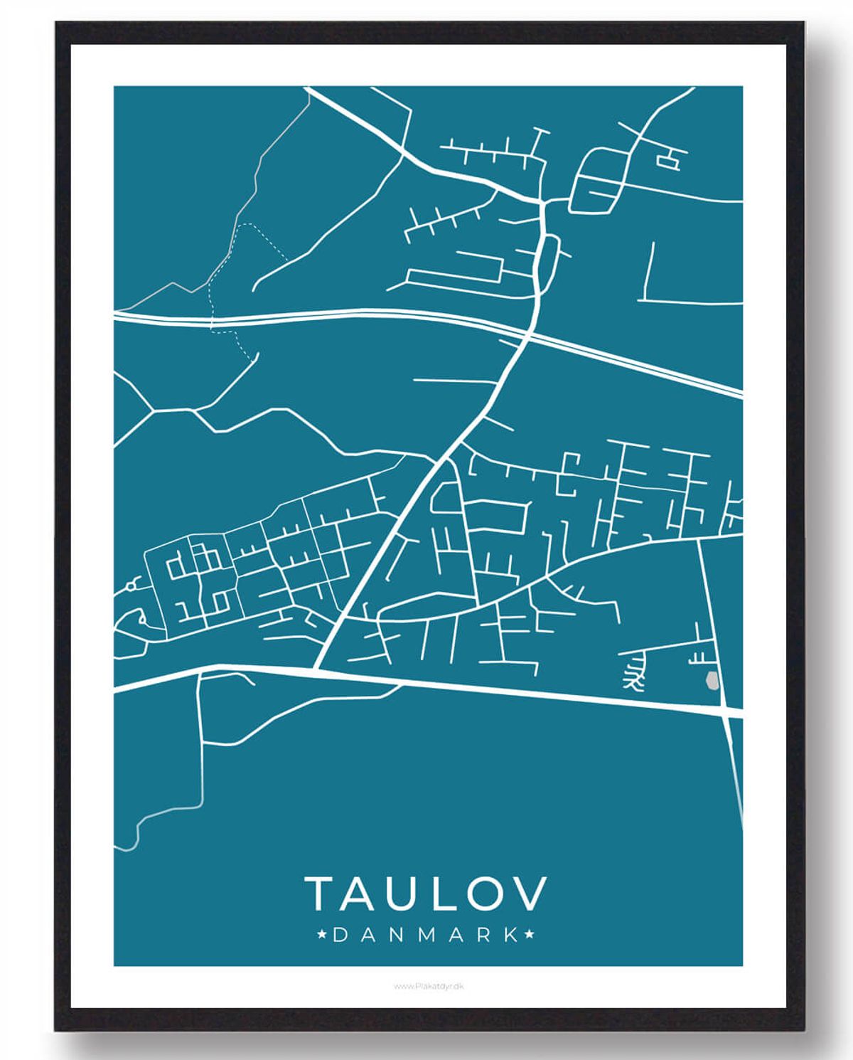 Taulov by plakat - blå (Størrelse: L - 50x70cm (B2))