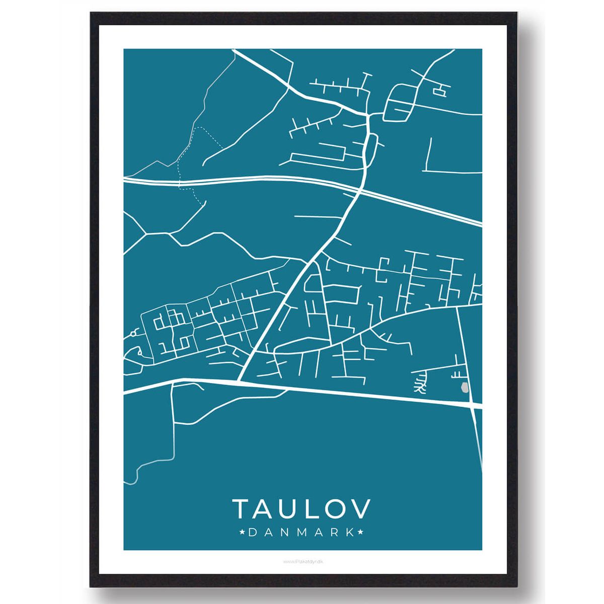 Taulov by plakat - blå (Størrelse: M - 30x40cm)