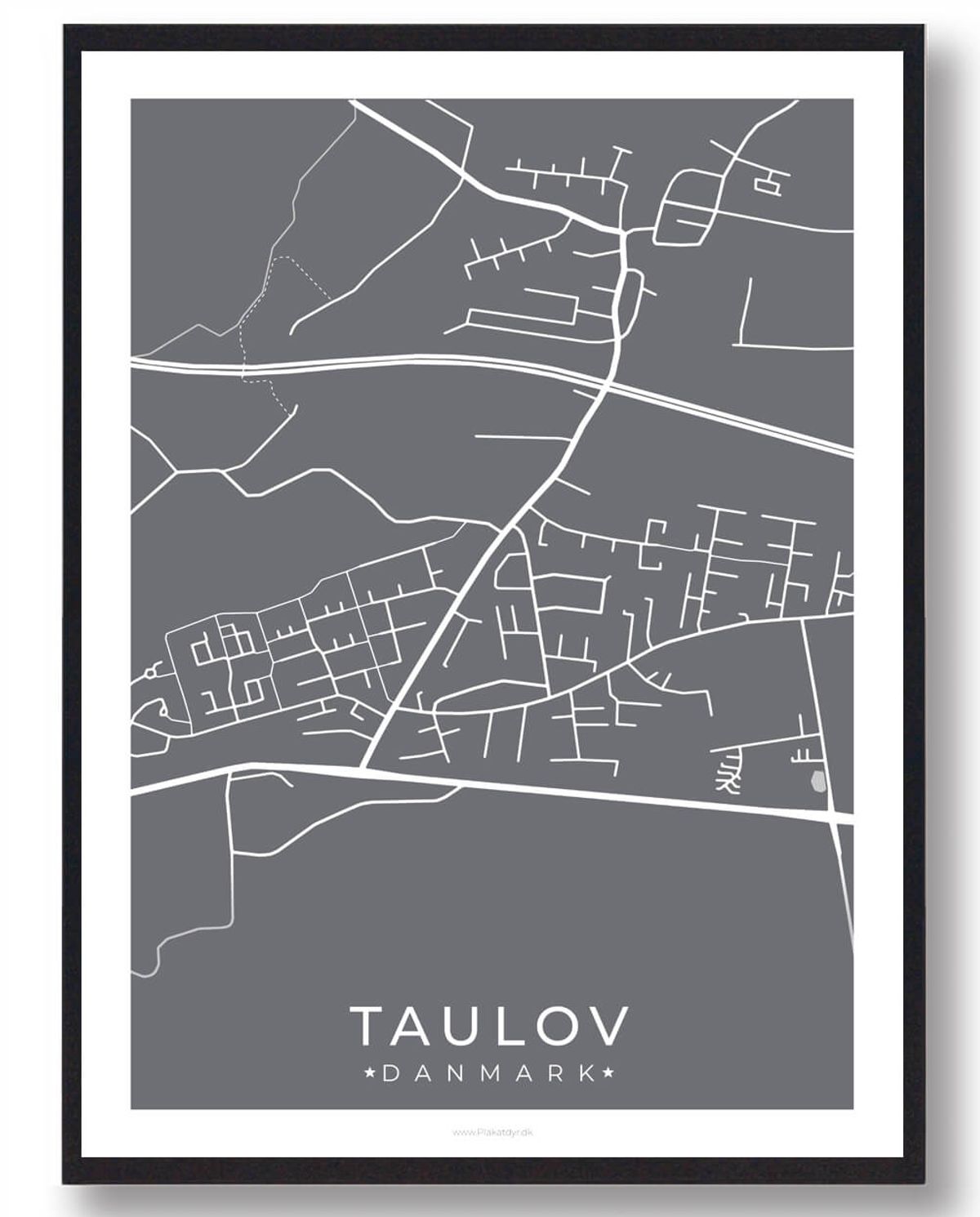 Taulov by plakat - grå (Størrelse: L - 50x70cm (B2))