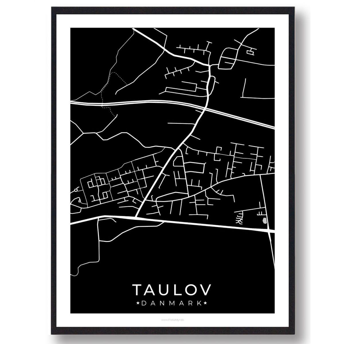 Taulov by plakat - sort (Størrelse: XS - 15x21cm (A5))