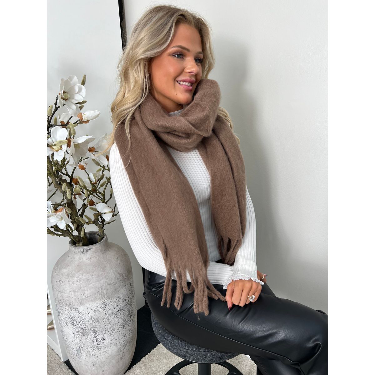 Taupe long scarf