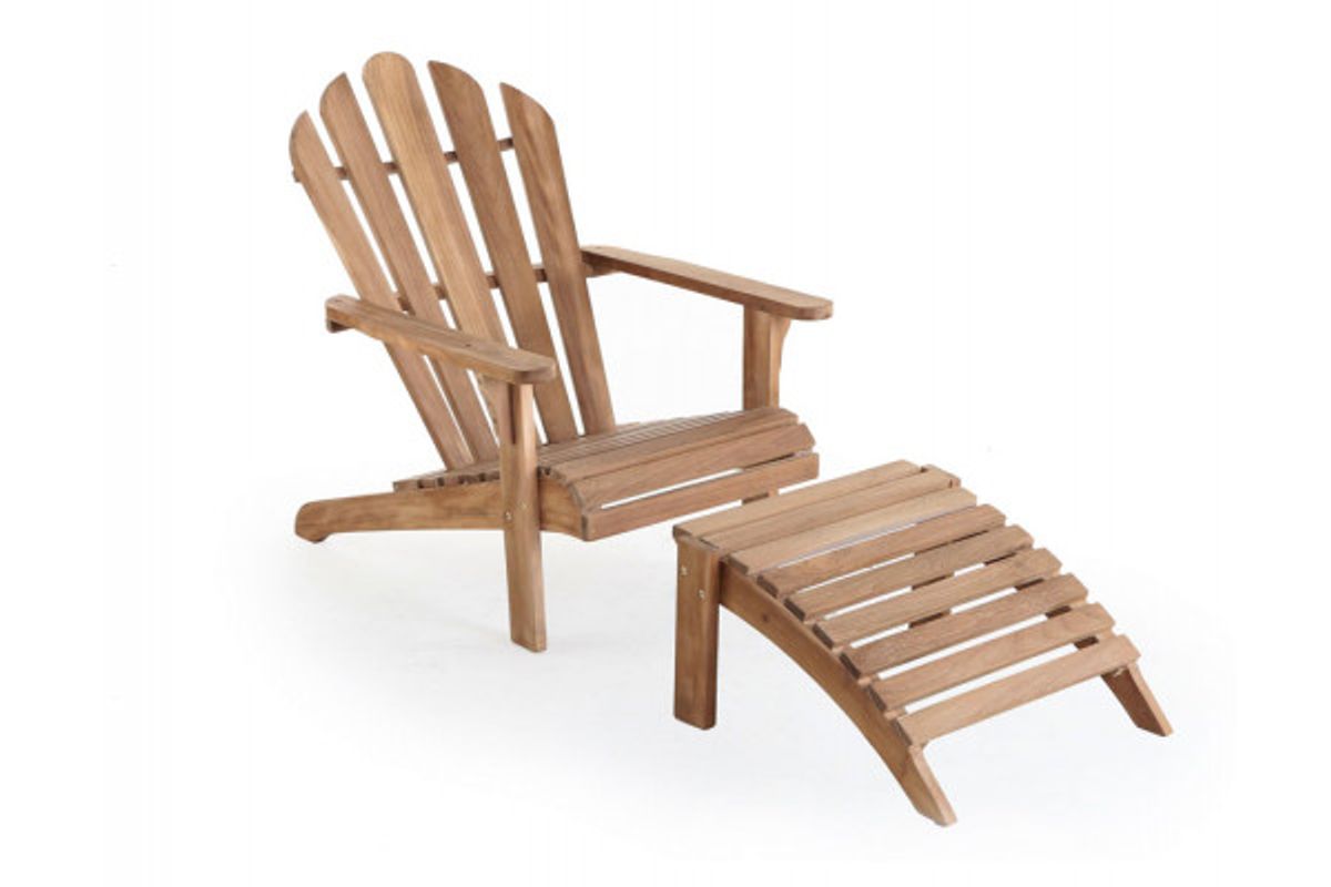 Teak Adirondackstol m/skammel