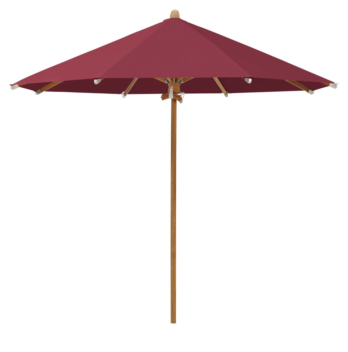 Teakwood Træparasol Ø300cm uden frisekant - VinrØd