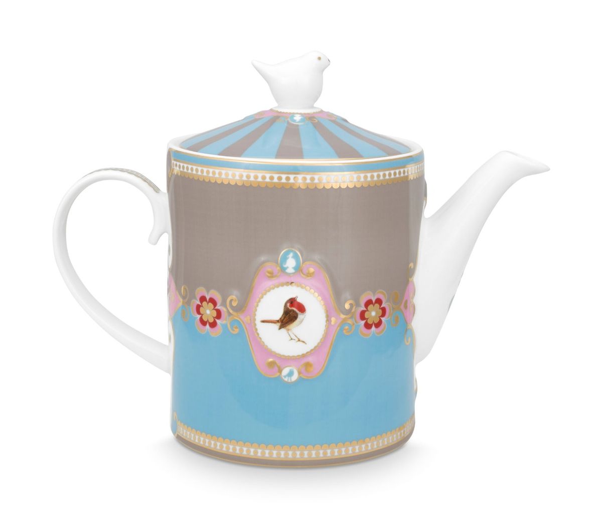 Teapot Love Birds Medallion Blue-Khaki 1.3ltr