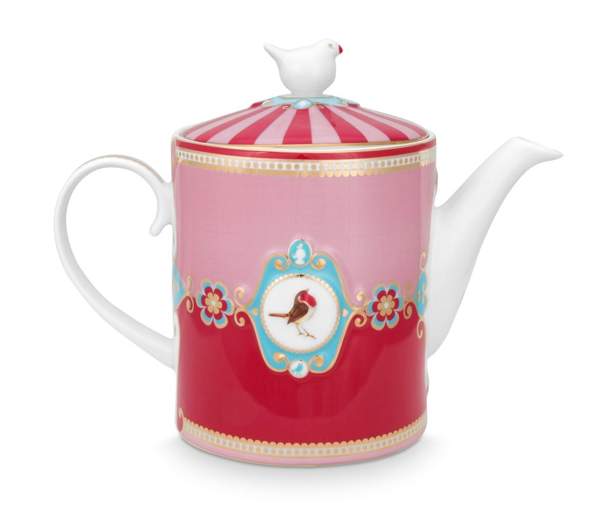 Teapot Love Birds Medallion Red-Pink 1.3ltr