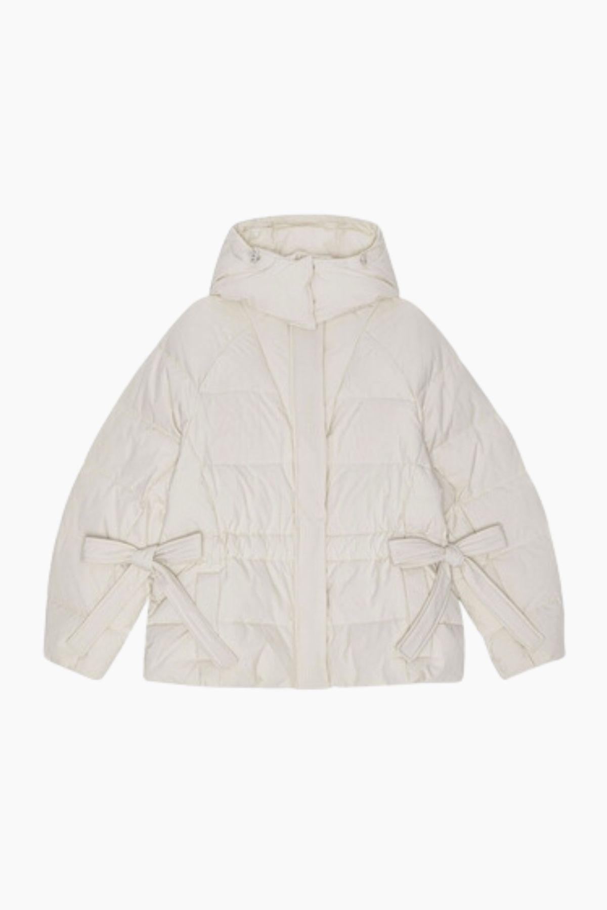 Tech Seersucker Oversized Puffer Jacket F9690 - Tofu - GANNI - Creme XXS/XS