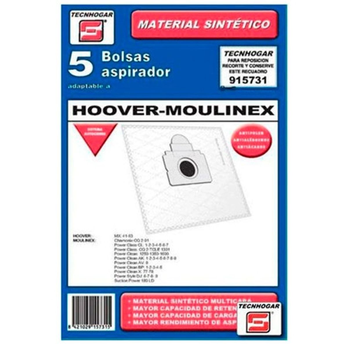 Tecnhogar Hoover-Moulinex Støvsugerposer - 5 stk