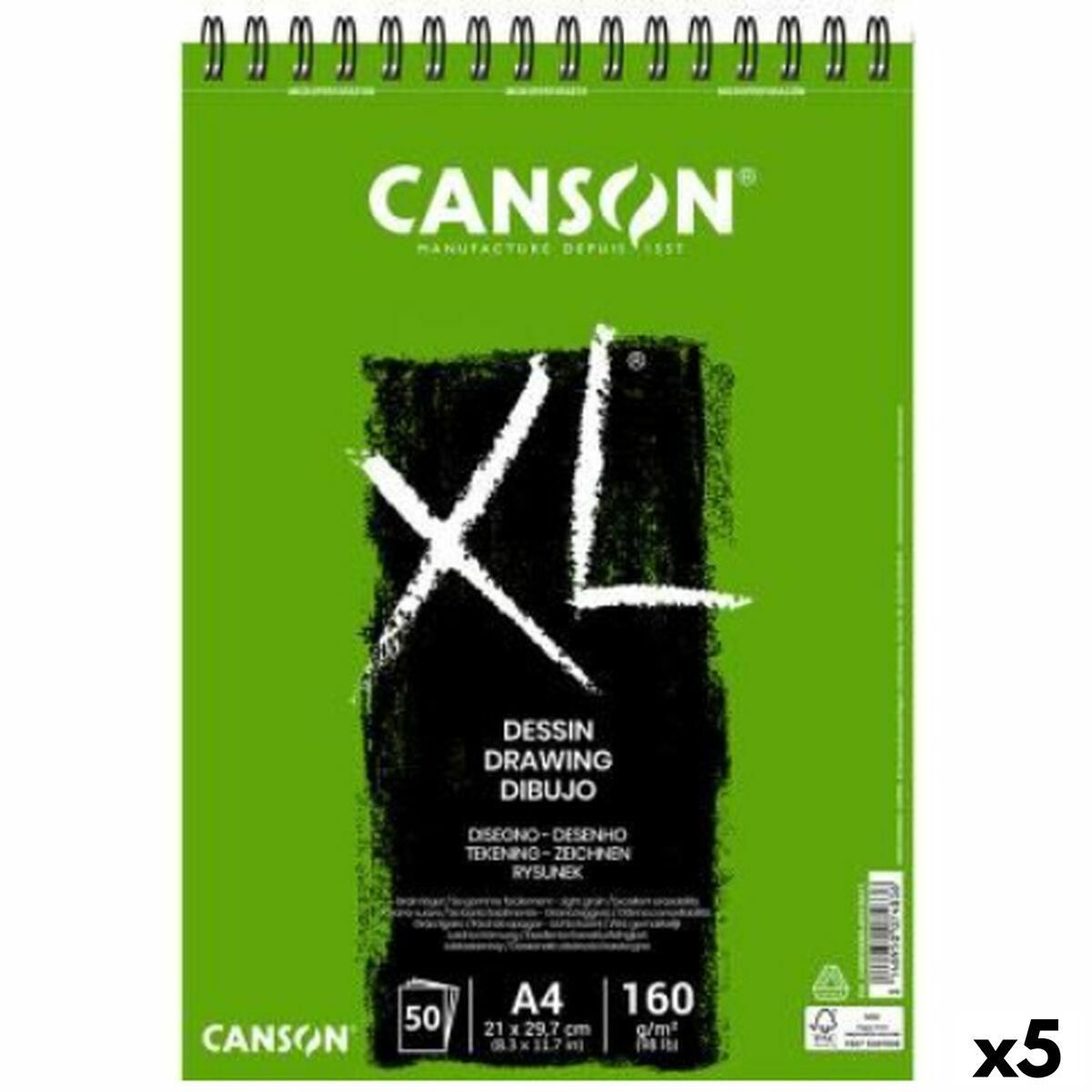 Tegneblok Canson XL Drawing Hvid A4 5 enheder 50 Ark 160 g/m2