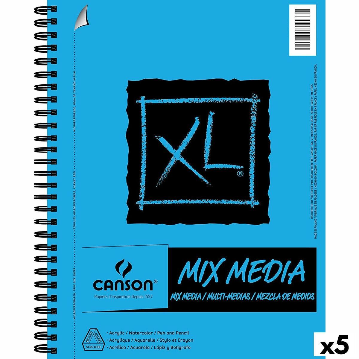 Tegneblok Canson XL Mix Media Hvid A4 Papir 5 enheder 30 Ark 300 g/m²