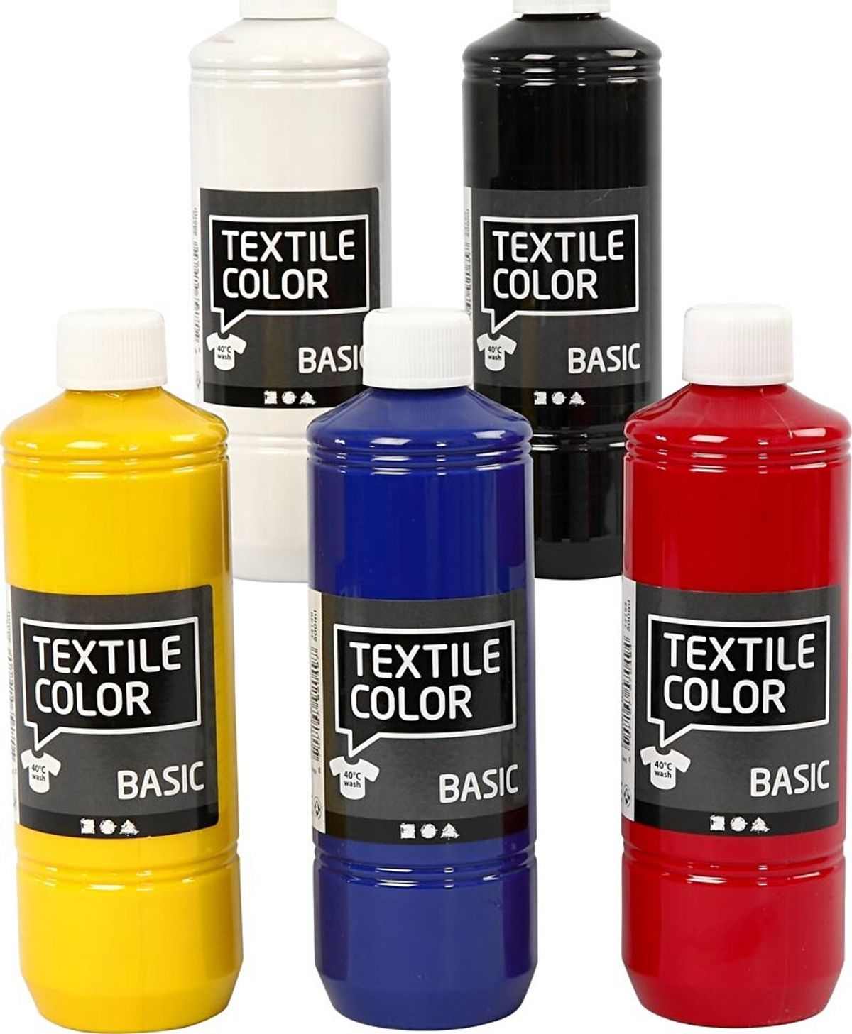 Tekstilmaling - Textile Color Basic - Primærfarver 5x500 Ml