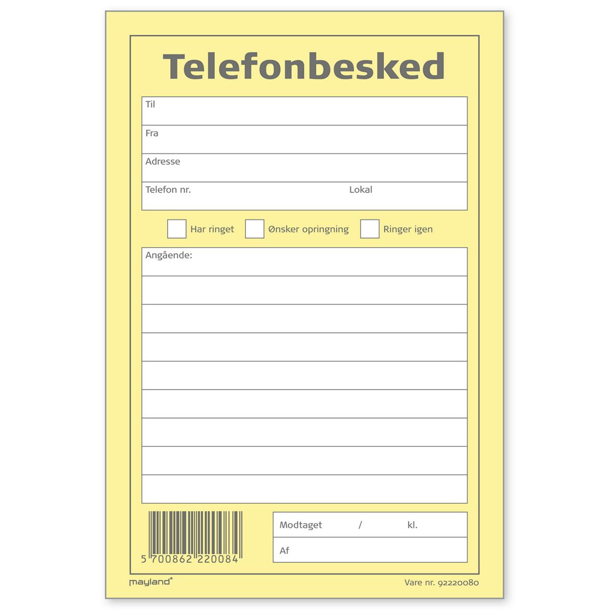 Telefonbesked 100bl