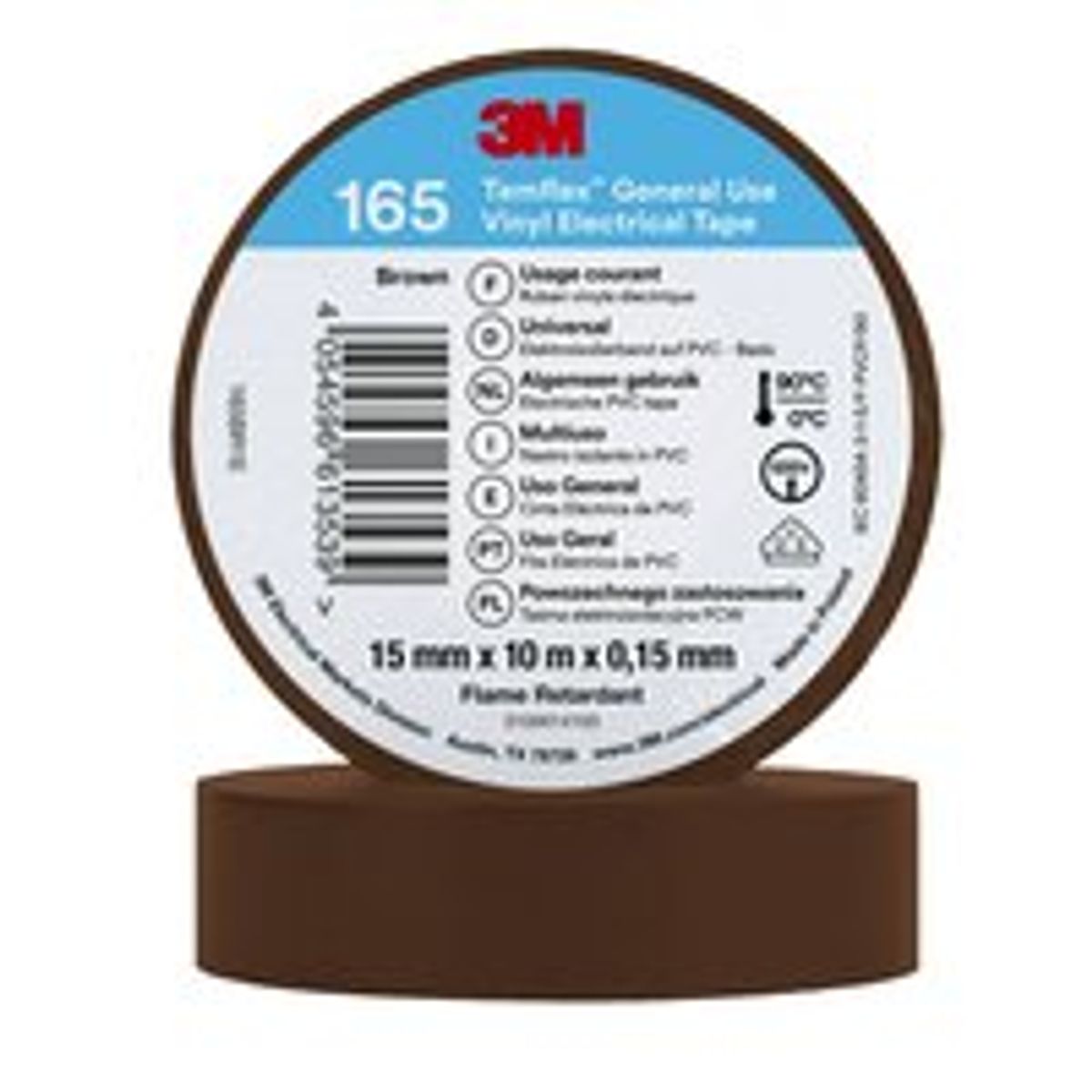 Temflex EL Vinyltape 165 15 mm x 10 m, brun