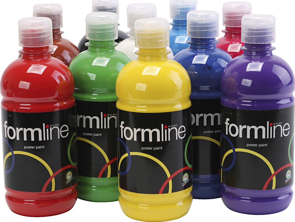 Tempera Maling - Børn Og Voksne - Mat - Flere Farver - 10x500 Ml