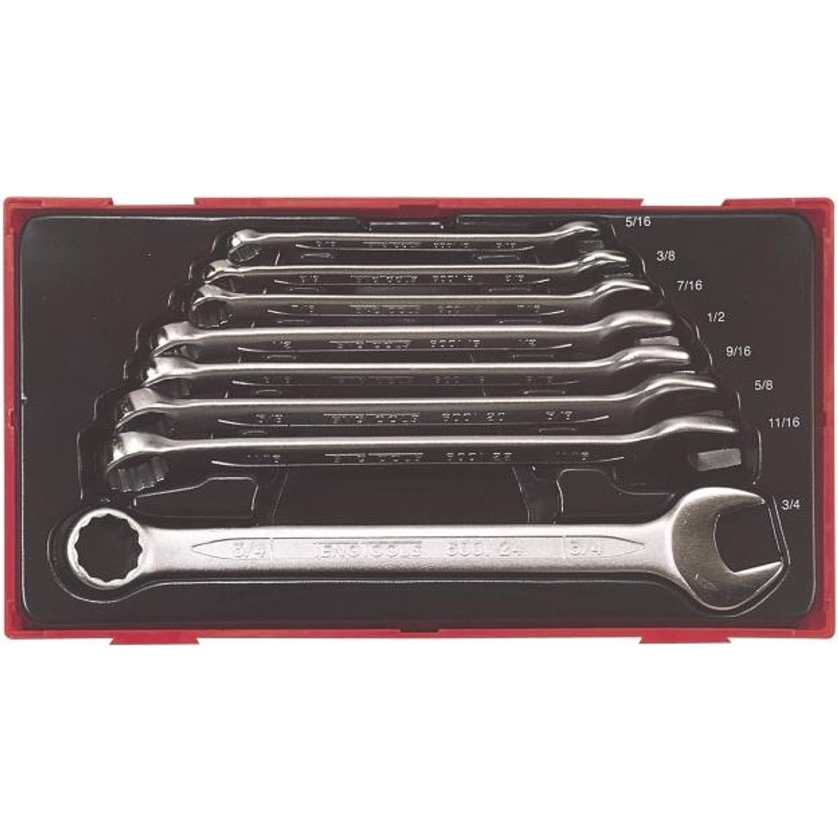 Teng Tools ringgaffelnøglesæt i tommer TT3592 med 8 dele 5/16-3/4 tomme