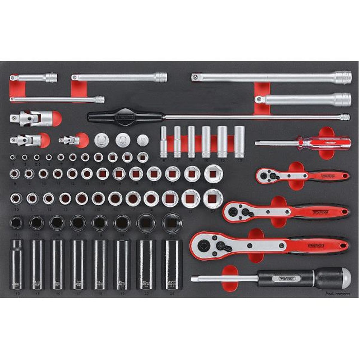 Teng Tools topnøglesæt EVA TTESK77 1/4, 3/8 & 1/2 med 77 dele