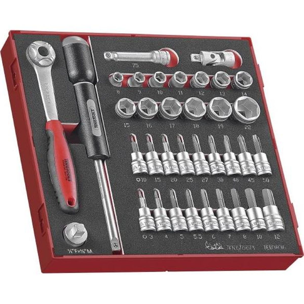 Teng Tools topnøglesæt TED3836 med 36 dele 3/8"