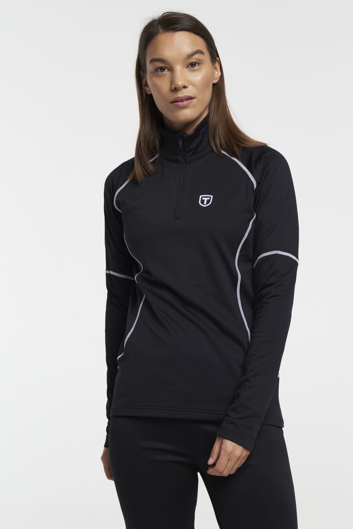 Tenson Halfzip Midlayer Dame (Farve: Sort, Størrelse: S)