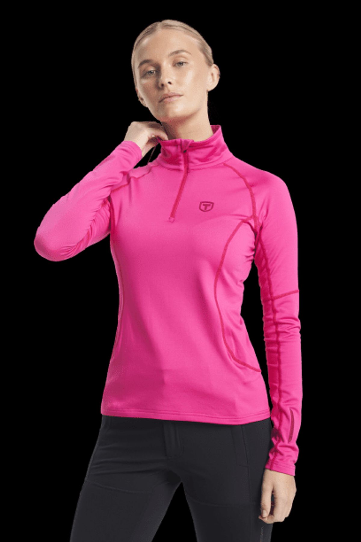 Tenson Txlite Half Zip Midlayer Dame (Farve: Lyserød, Størrelse: M)