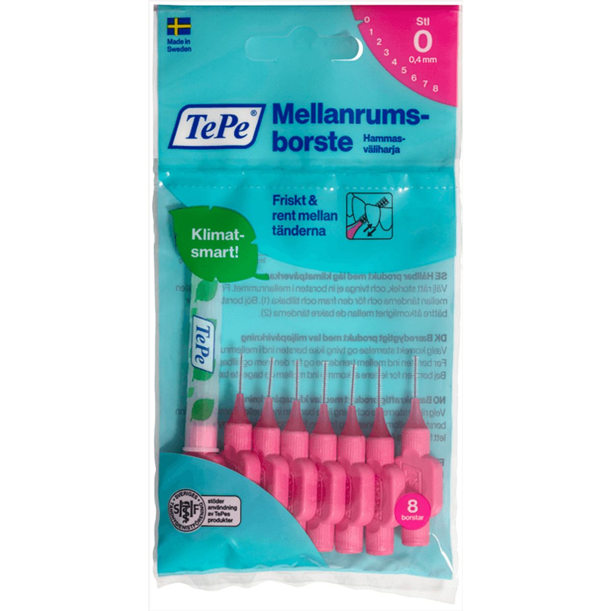 Tepe Mellemrumsbørste Original 0,4 mm rosa 8 stk.