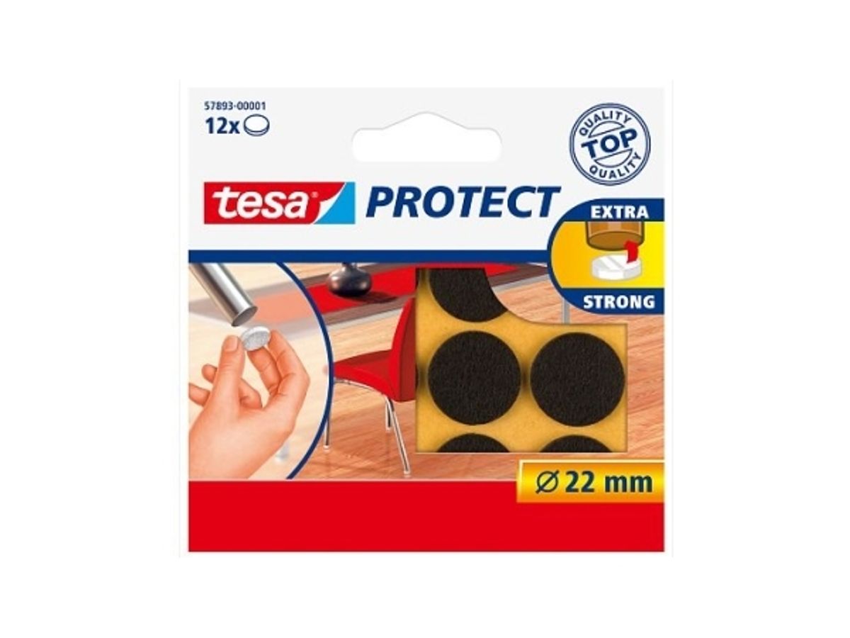 Tesa 57893-01, Hvid, Filt, Rund, 2,2 Cm, 12 Stk