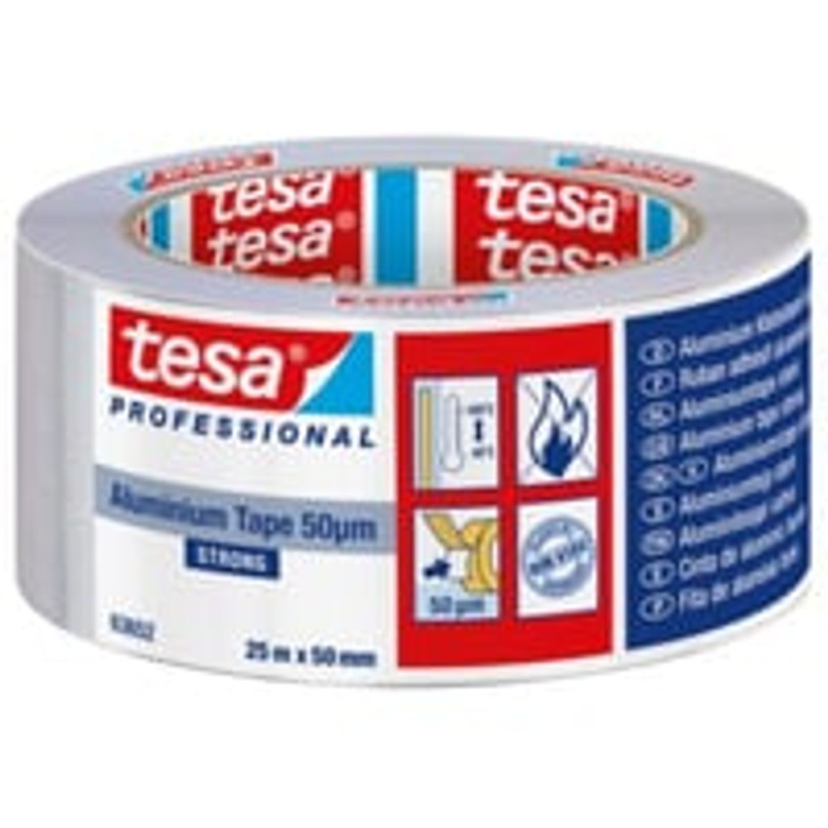 tesa alu tape strong 50my 25m x 50mm, mat slv