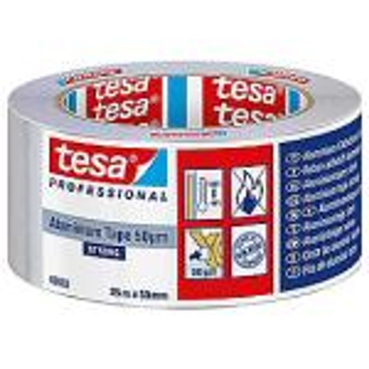 Tesa alu tape strong 50my 25m x 50mm, mat sølv