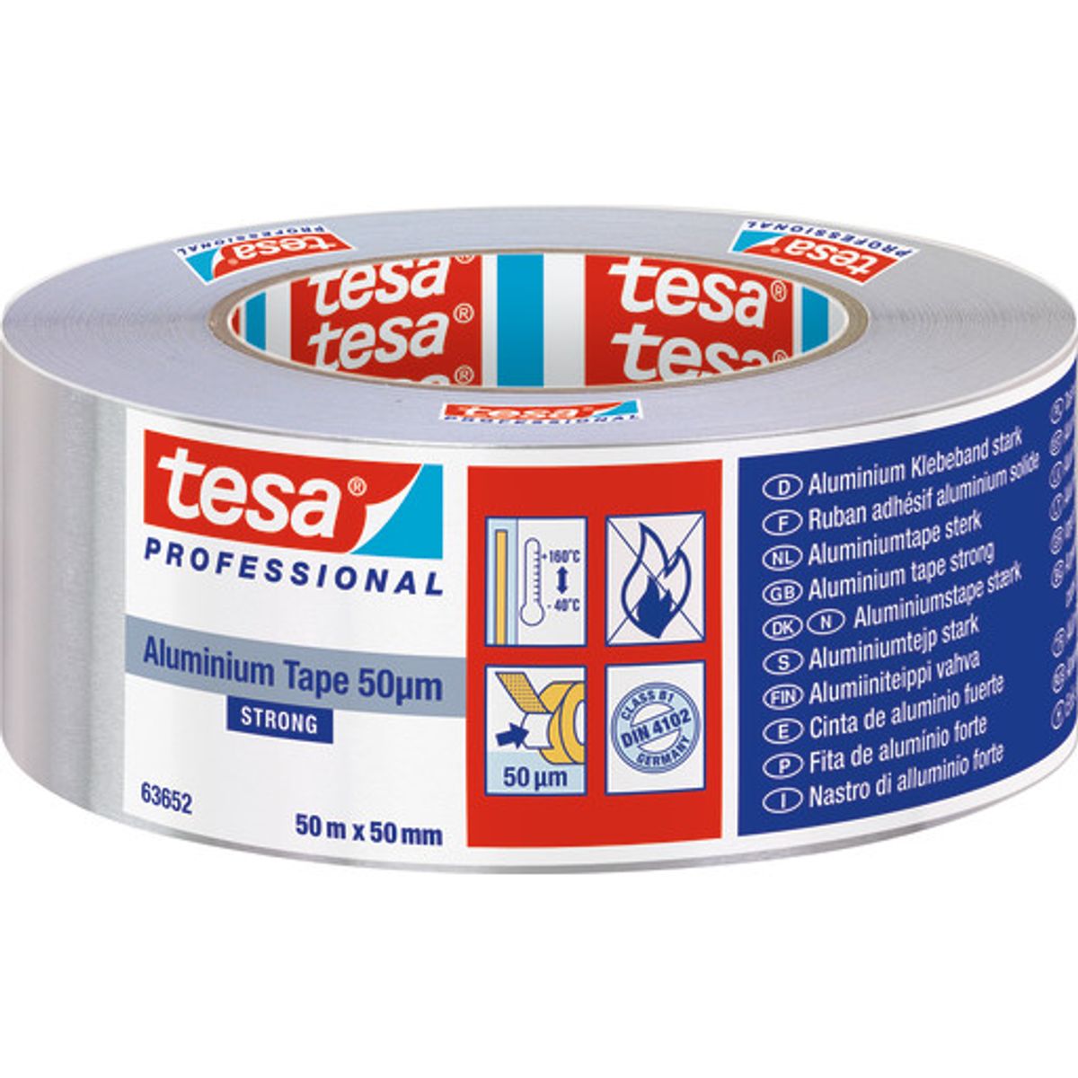 tesa aluminiumstape 63652 strong 50my, -40°/+160°, 50 mm x 50 m