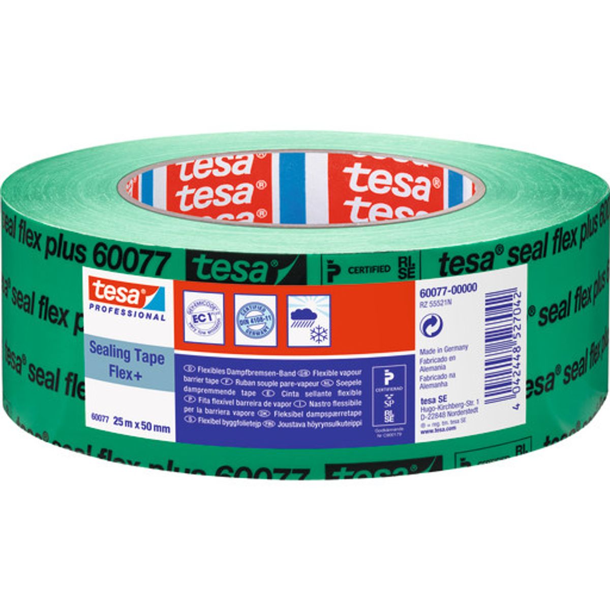 tesa dampspærretape 60077 SealFlex 50 mm x 25 m, grøn