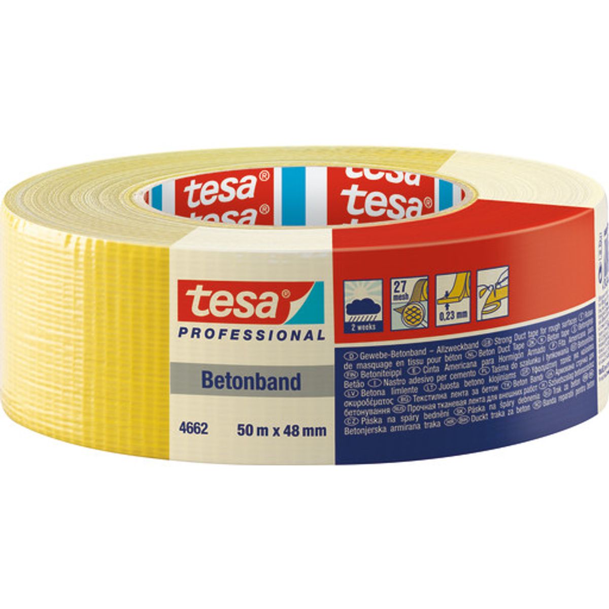 tesa lærredstape 4662 PRO 48 mm x 50 m, gul