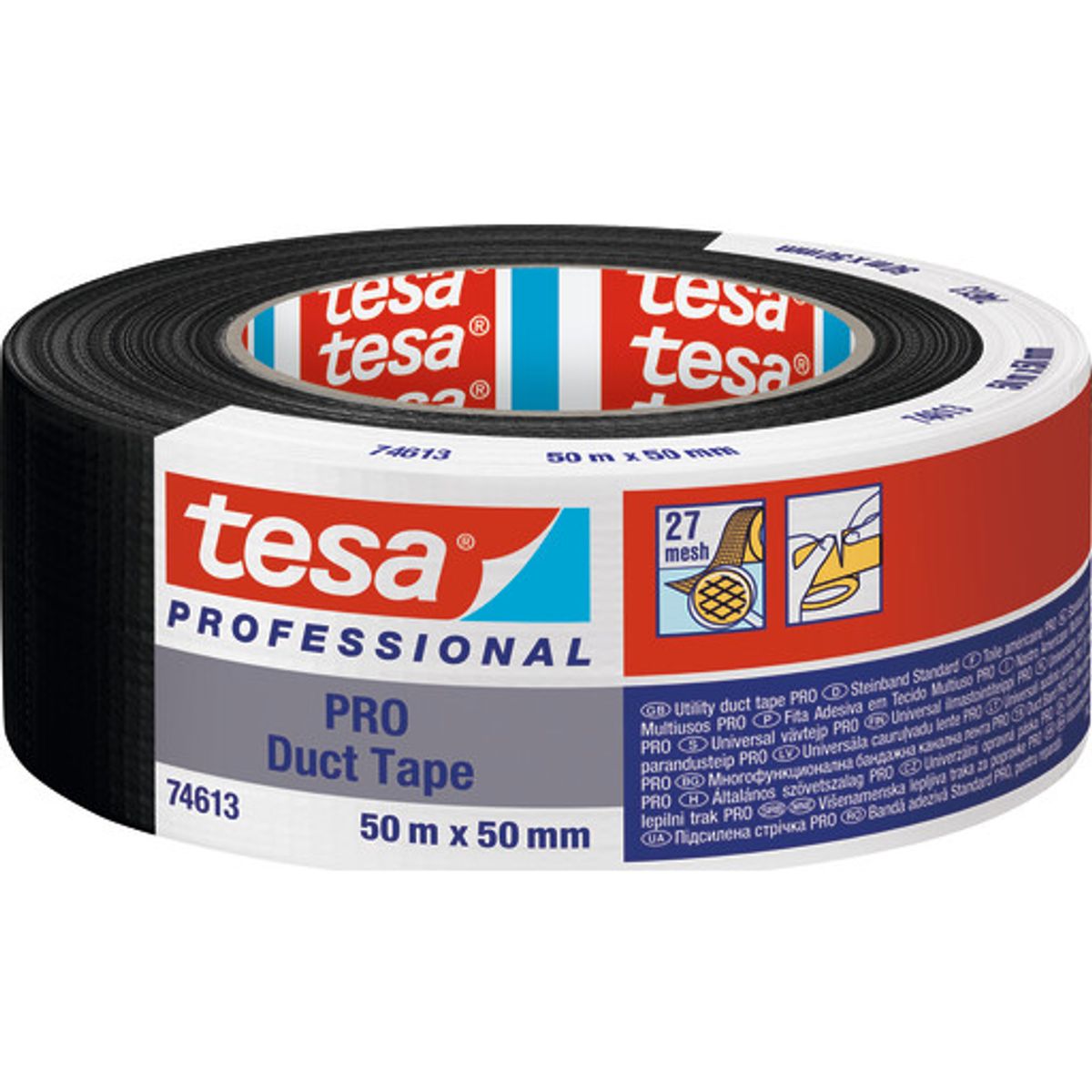 tesa lærredstape 74613 PRO 50 mm x 50 m, sort