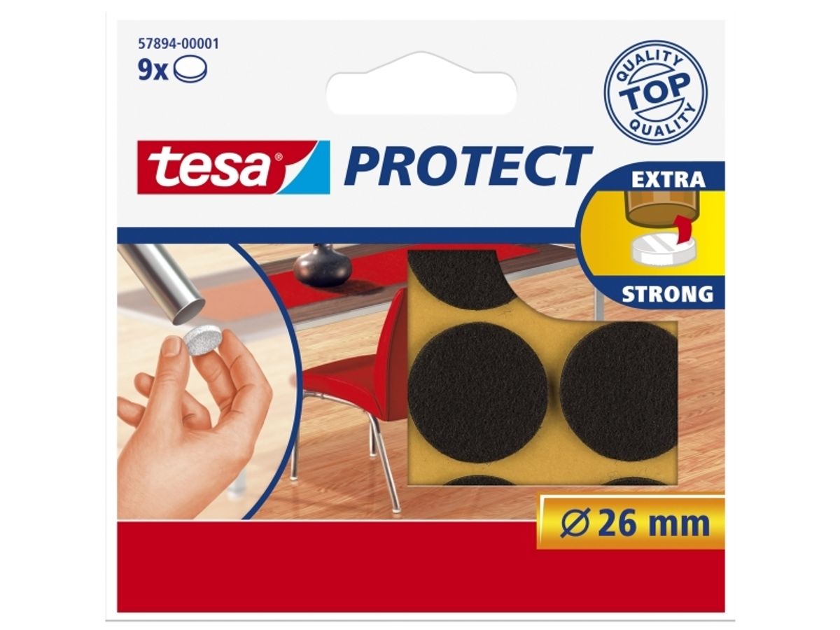 Tesa Protect Filt Glider Rund 26Mm Brun 9 Stk.