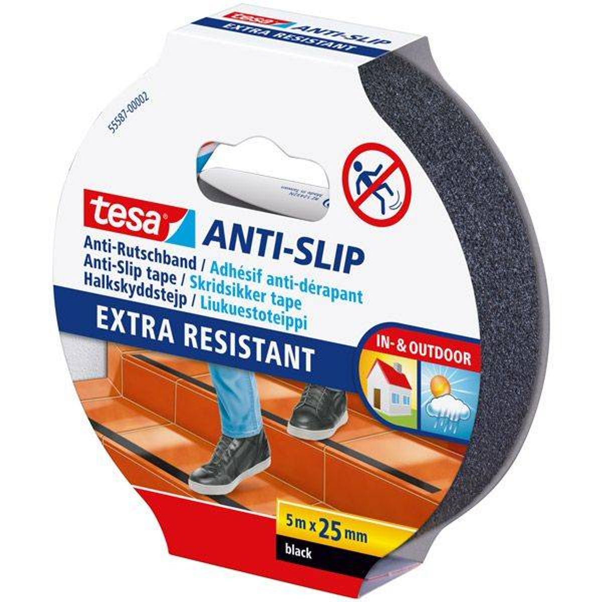 Tesa skridtape 25mm x 5m sort - 1670431