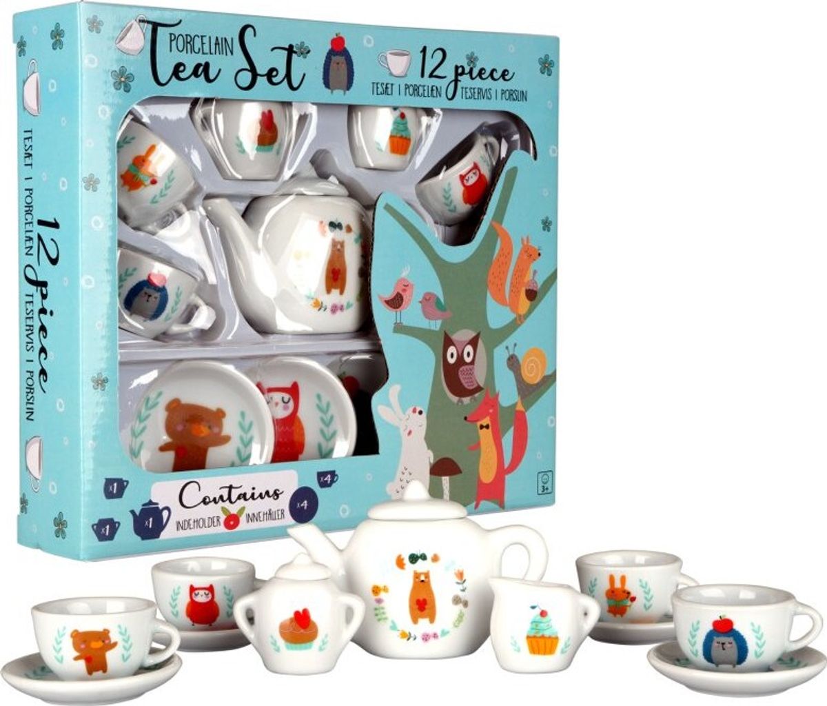 Tesæt I Porcelæn Til Børn - 12 Dele - Little Woodies