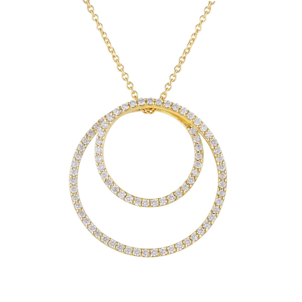 THE CIRCLE "Double Circle" i 14KT Guld eller hvidguld, 0.48 ct. Diamanter. inkl. kæde