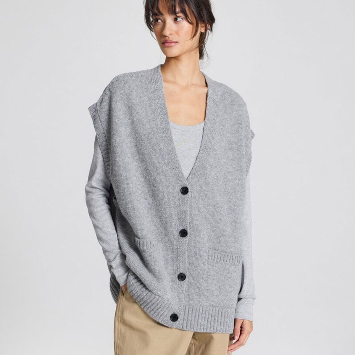 Thea Lambswool Vest grey melange - M