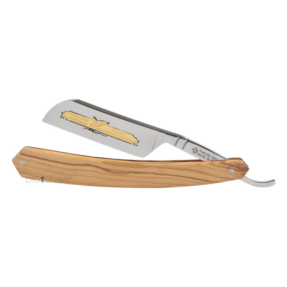 Thiers-Issard Straight Razor, 6/8 French Nose, Oliventræ