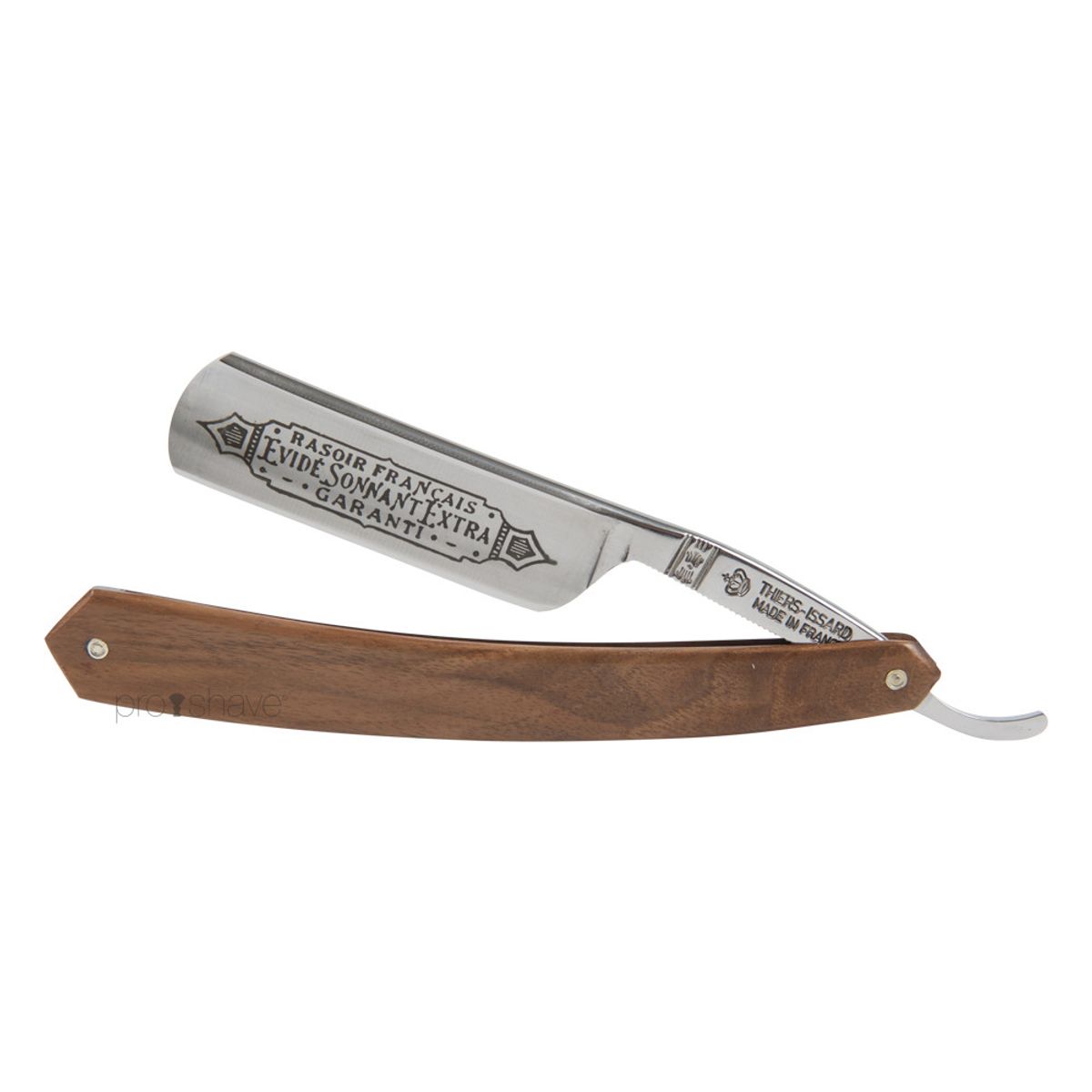 Thiers-Issard Straight Razor, 6/8 Round Nose, Valnøddetræ