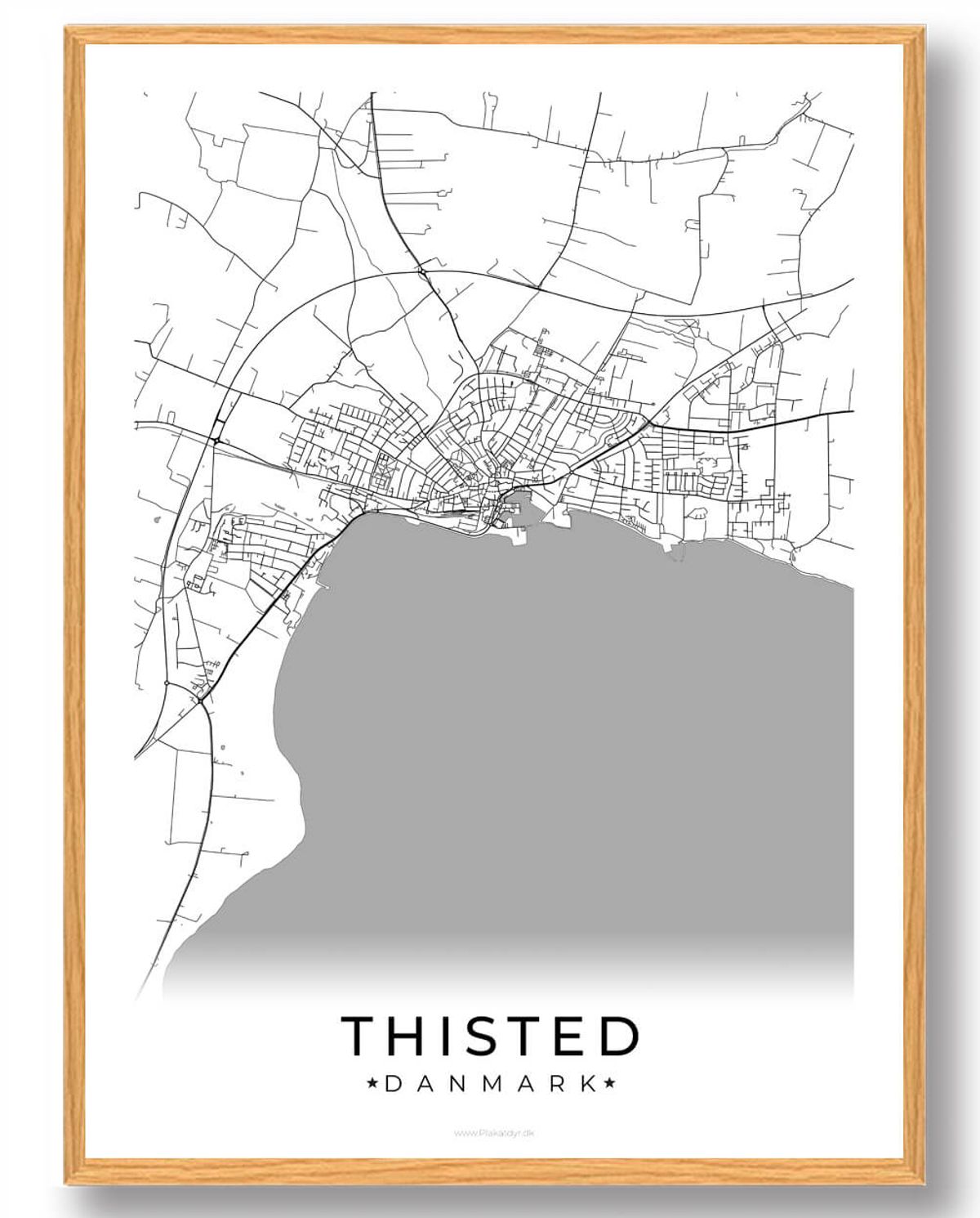 Thisted by plakat - hvid (Størrelse: L - 50x70cm (B2))