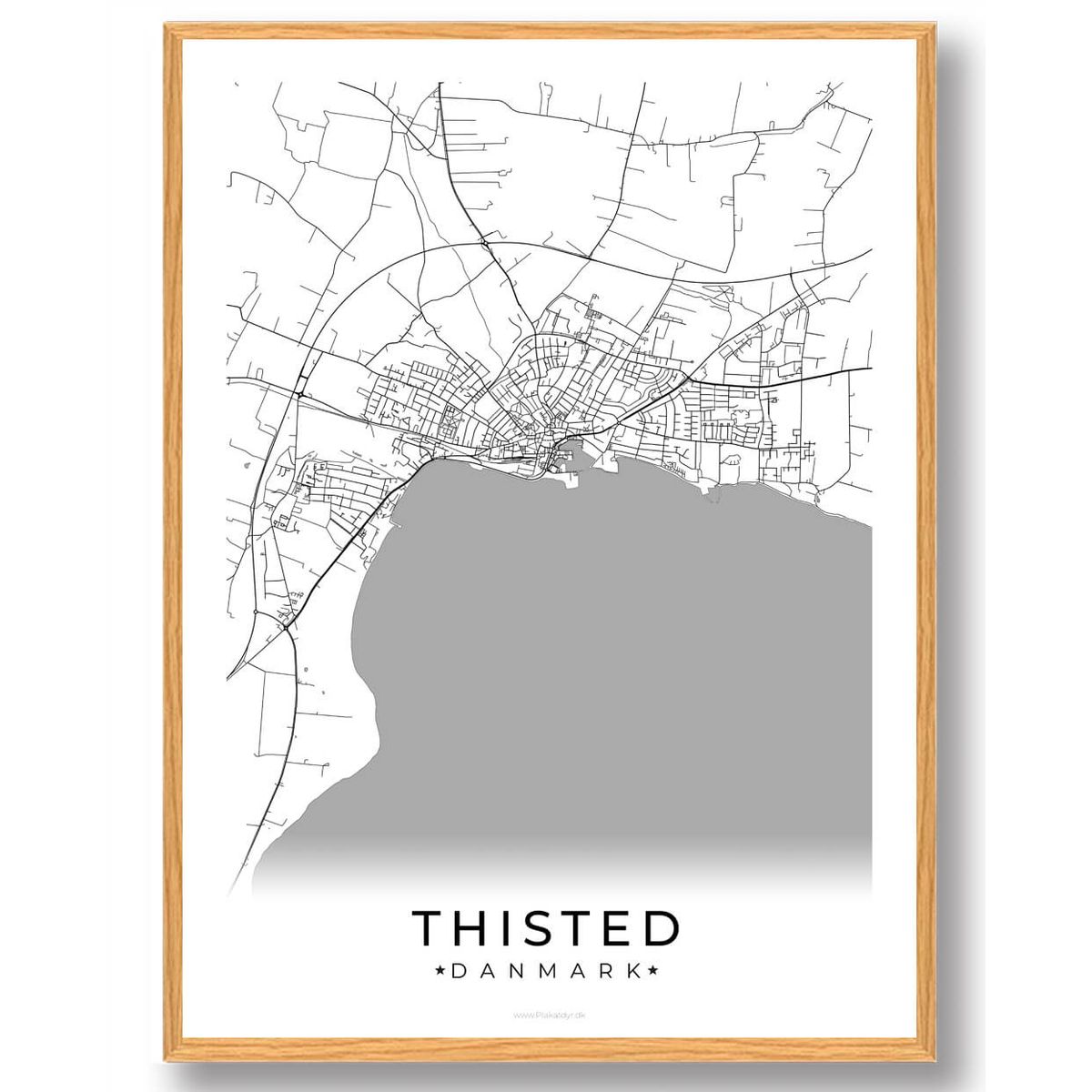 Thisted by plakat - hvid (Størrelse: S - 21x29,7cm (A4))