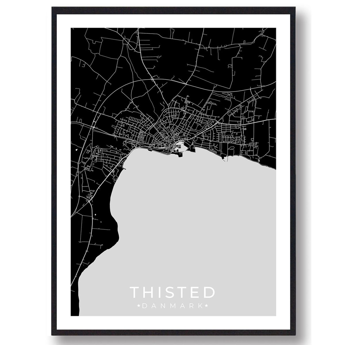 Thisted by plakat - sort (Størrelse: XS - 15x21cm (A5))