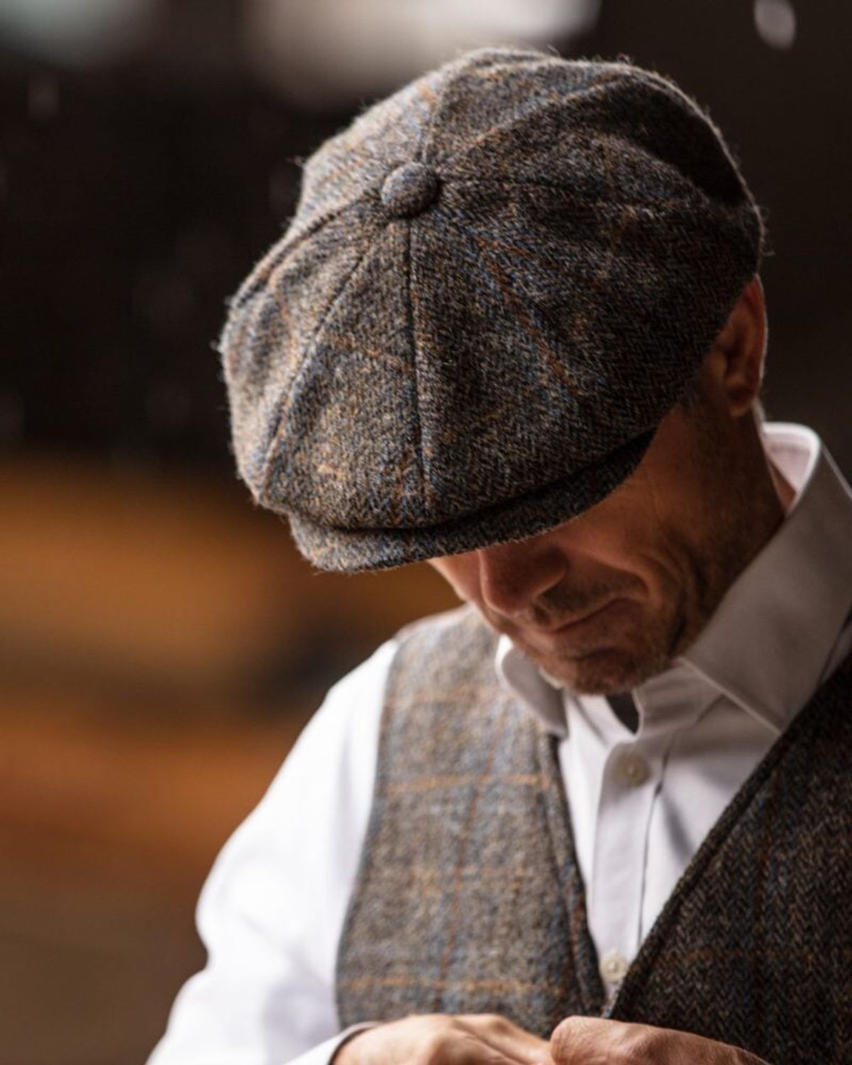 Thomas Harris Tweed Bakerboy hat, Clinton brun - L - 59 cm