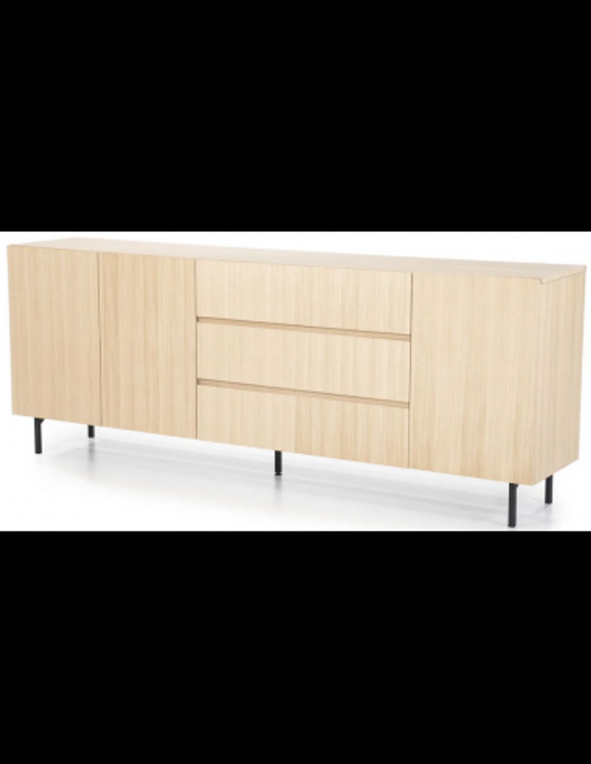 Thomas Sideboard i metal og egetræsfinér B210 cm - Sort/Eg