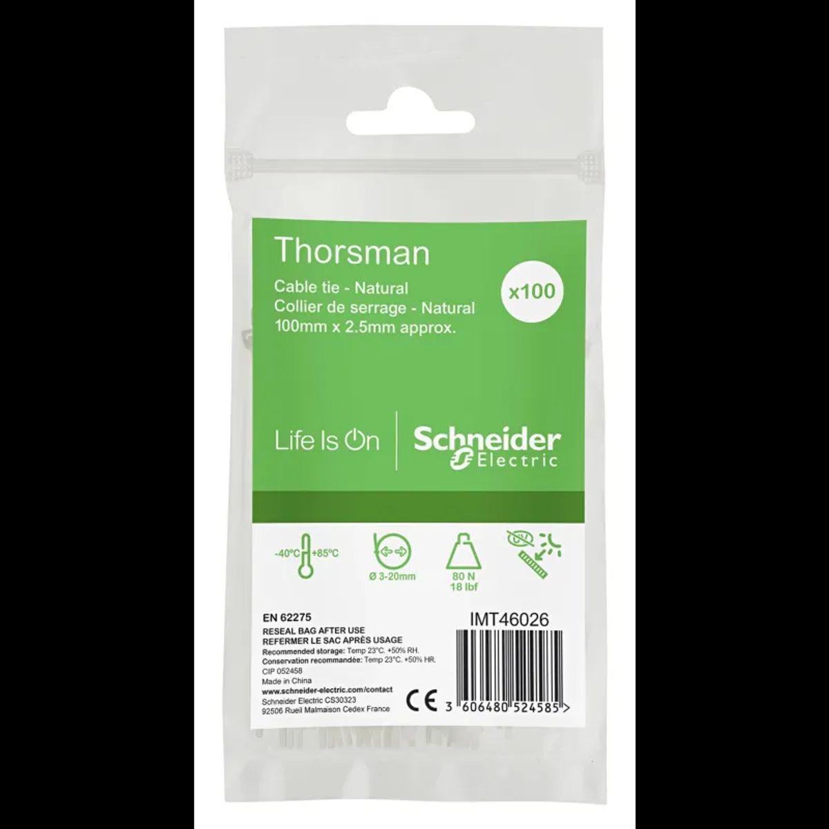 Thorsman Kabelbinder 100x2.5mm 100 Stk Neutral - Imt46026