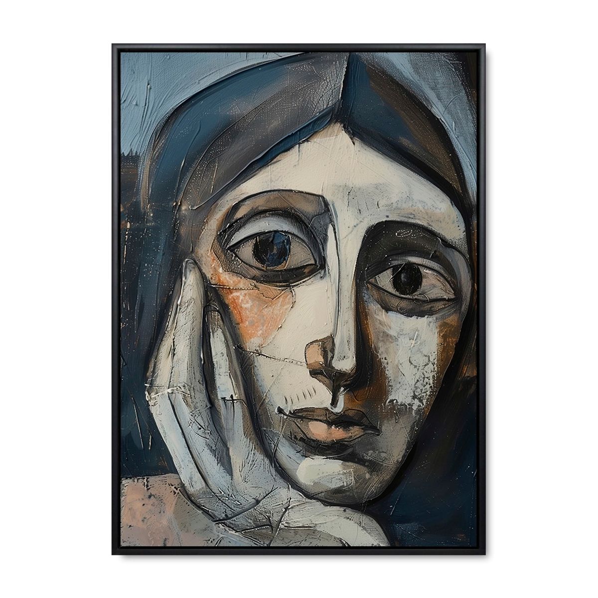 Thoughtful - 60x80 cm. - Sort ramme