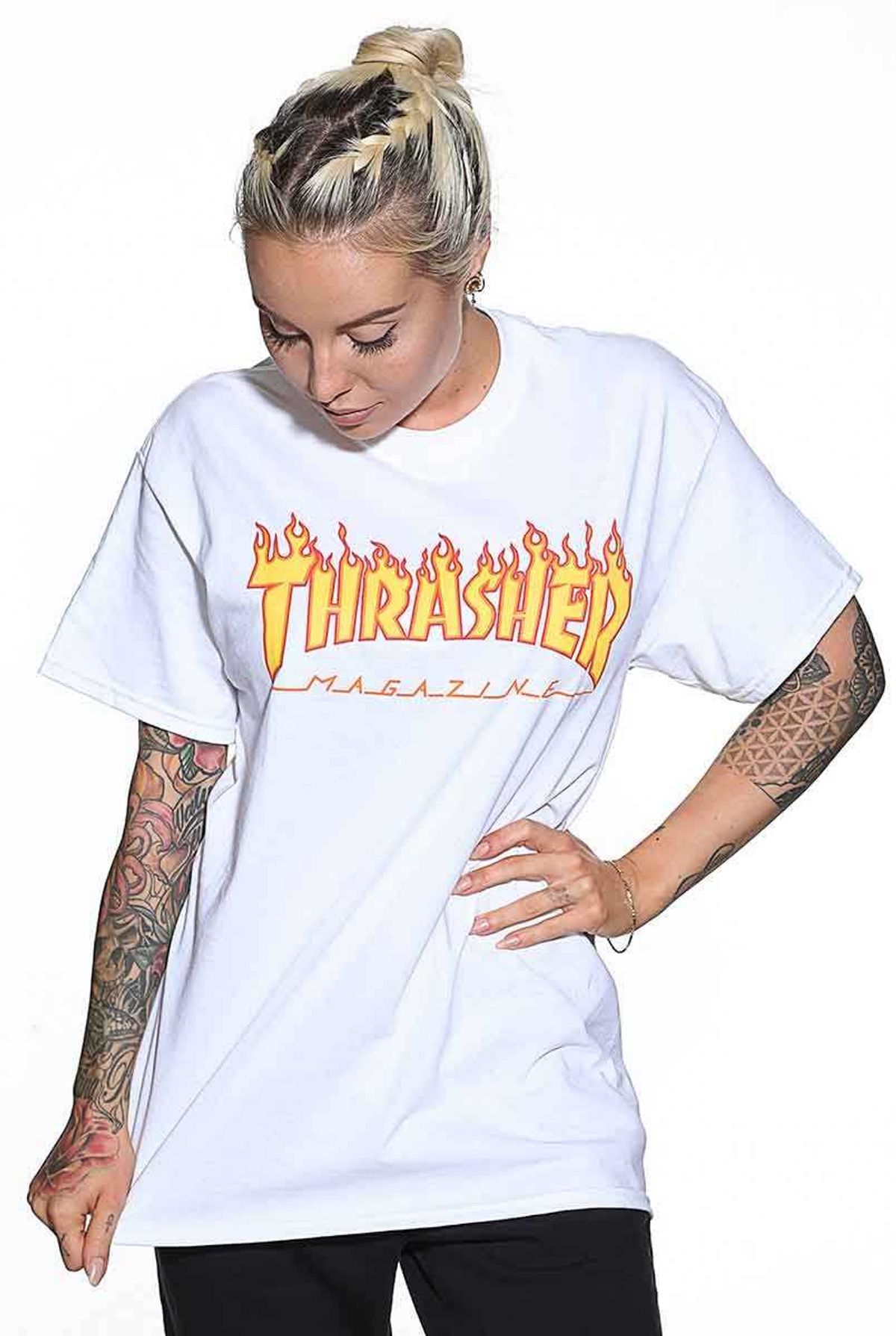 Thrasher Flame Kortærmet T-Shirt Hvid