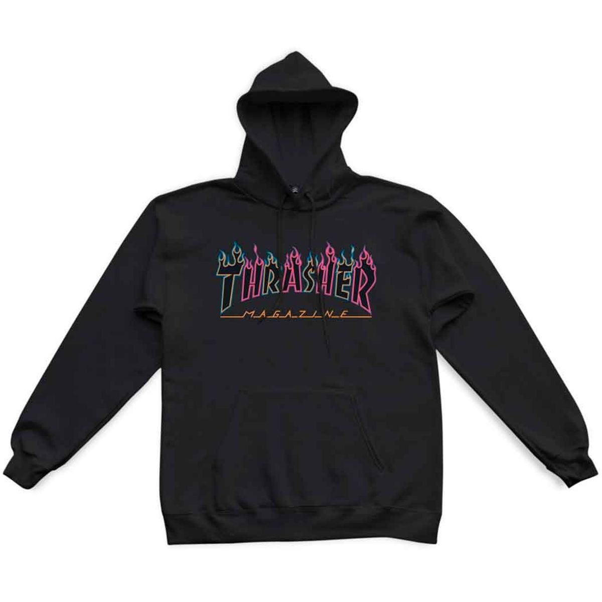 Thrasher Hoodie Double Flame Neon Black