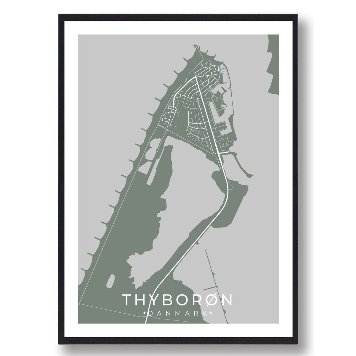 Thyborøn plakat - grøn (Størrelse: L - 50x70cm (B2))