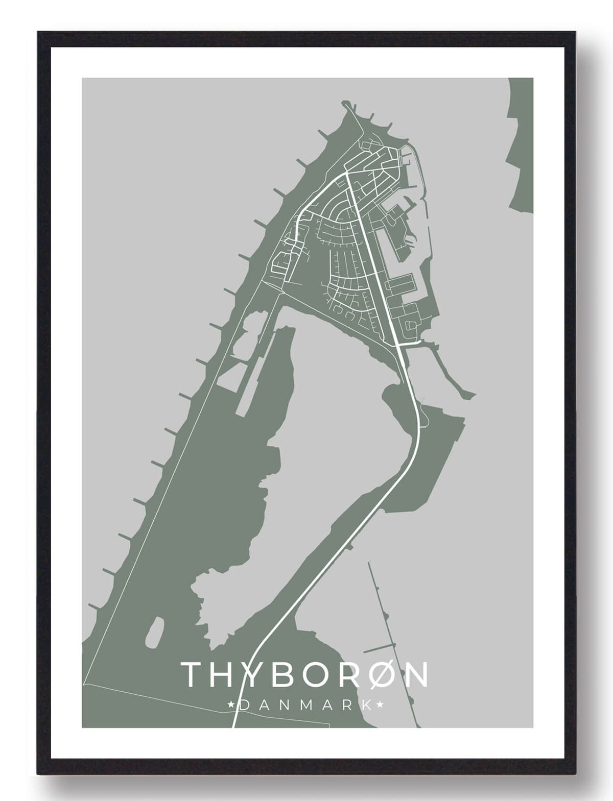 Thyborøn plakat - grøn (Størrelse: M - 30x40cm)