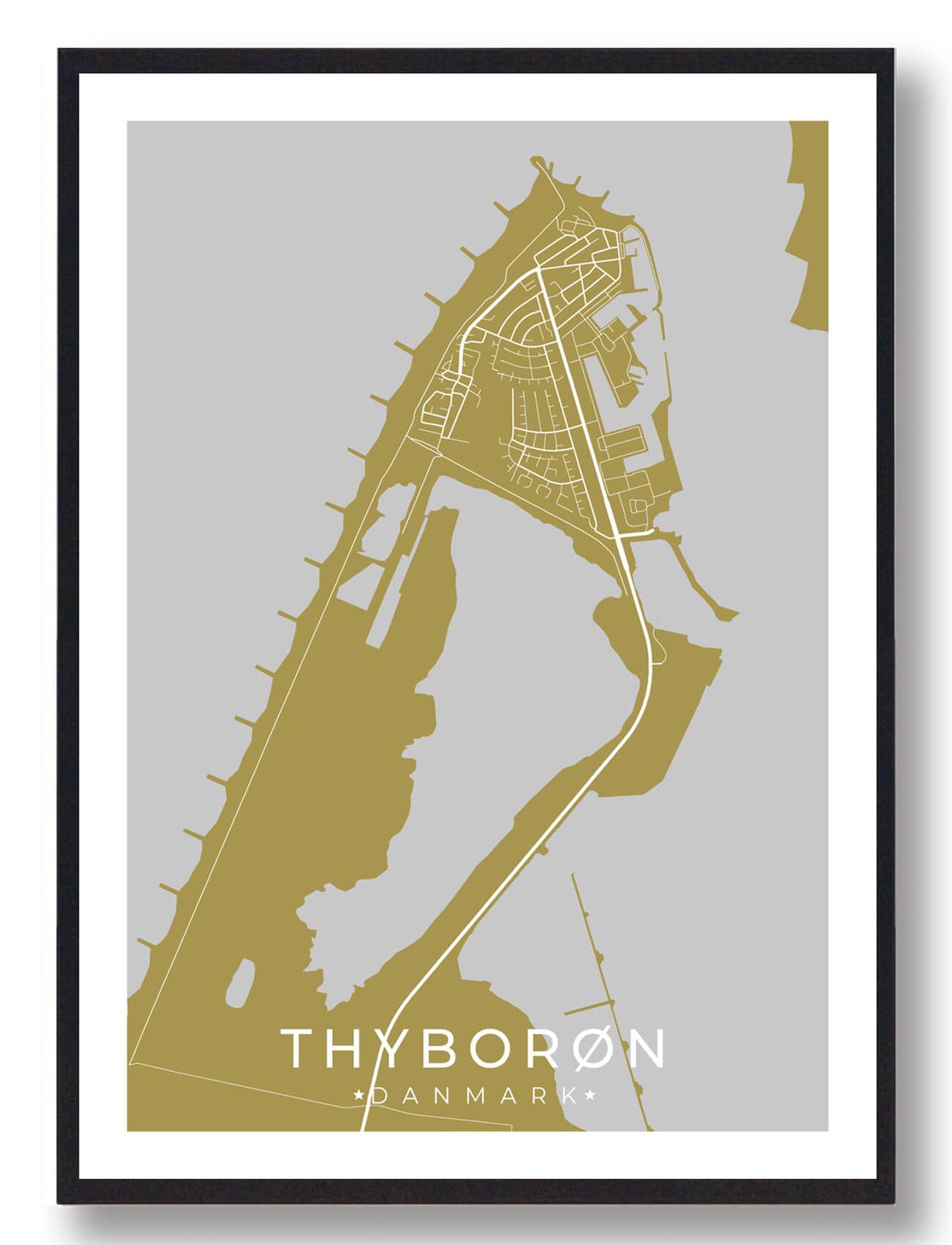 Thyborøn plakat - gul (Størrelse: L - 50x70cm (B2))